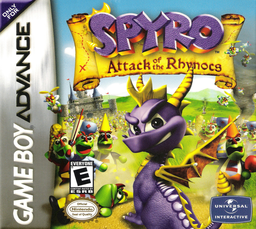 Spyro Attack of the Rhynocs box art for GameBoy Advance